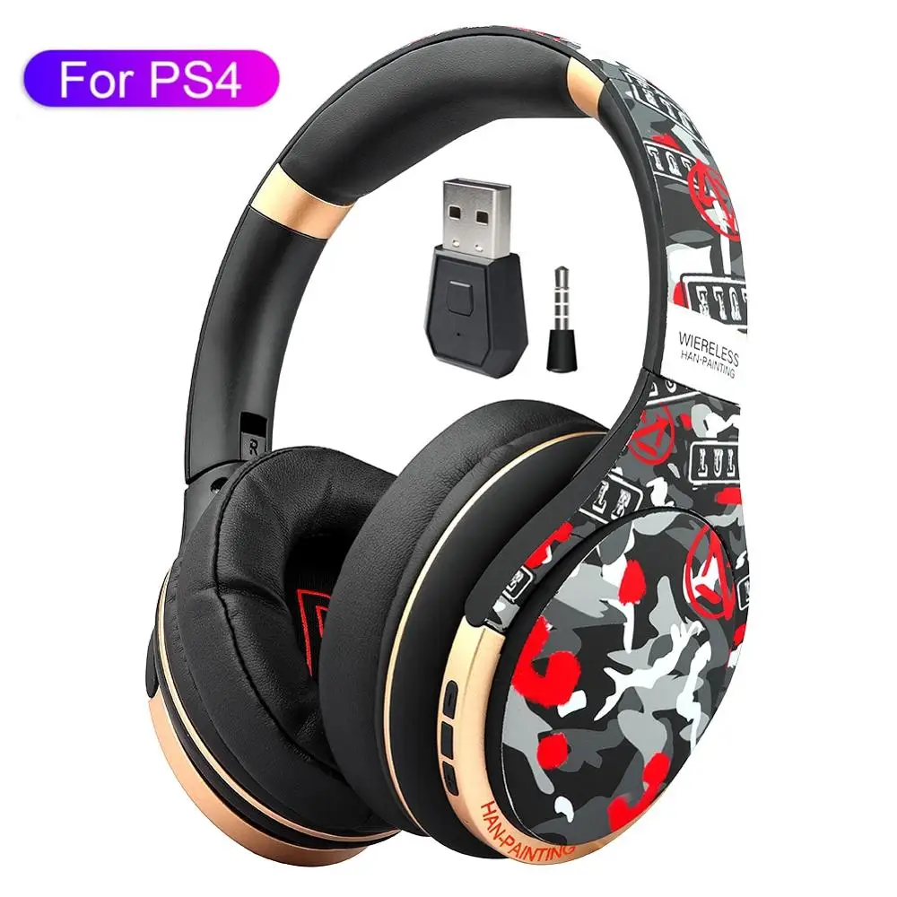 Беспроводные наушники для PS4 PS5 с HD микрофоном и bluetooth трансмиттером складной