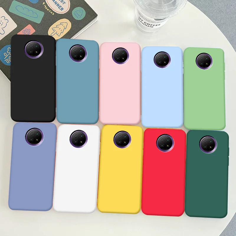 

For Xiaomi Redmi Note 9T 5G Case Soft TPU Silicone Case Macaron Colors Candy Black Simple Phone Back Cover