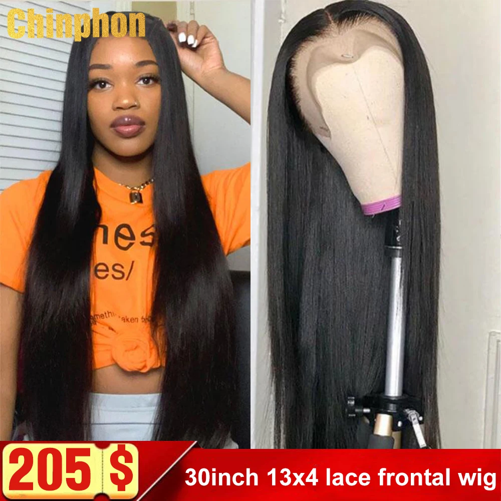 

30 32 34 Inch 13x4 Lace Front Wigs Brazilian Straight Glueless Natural Color Remy Human Hair For Black Women Baby Hair