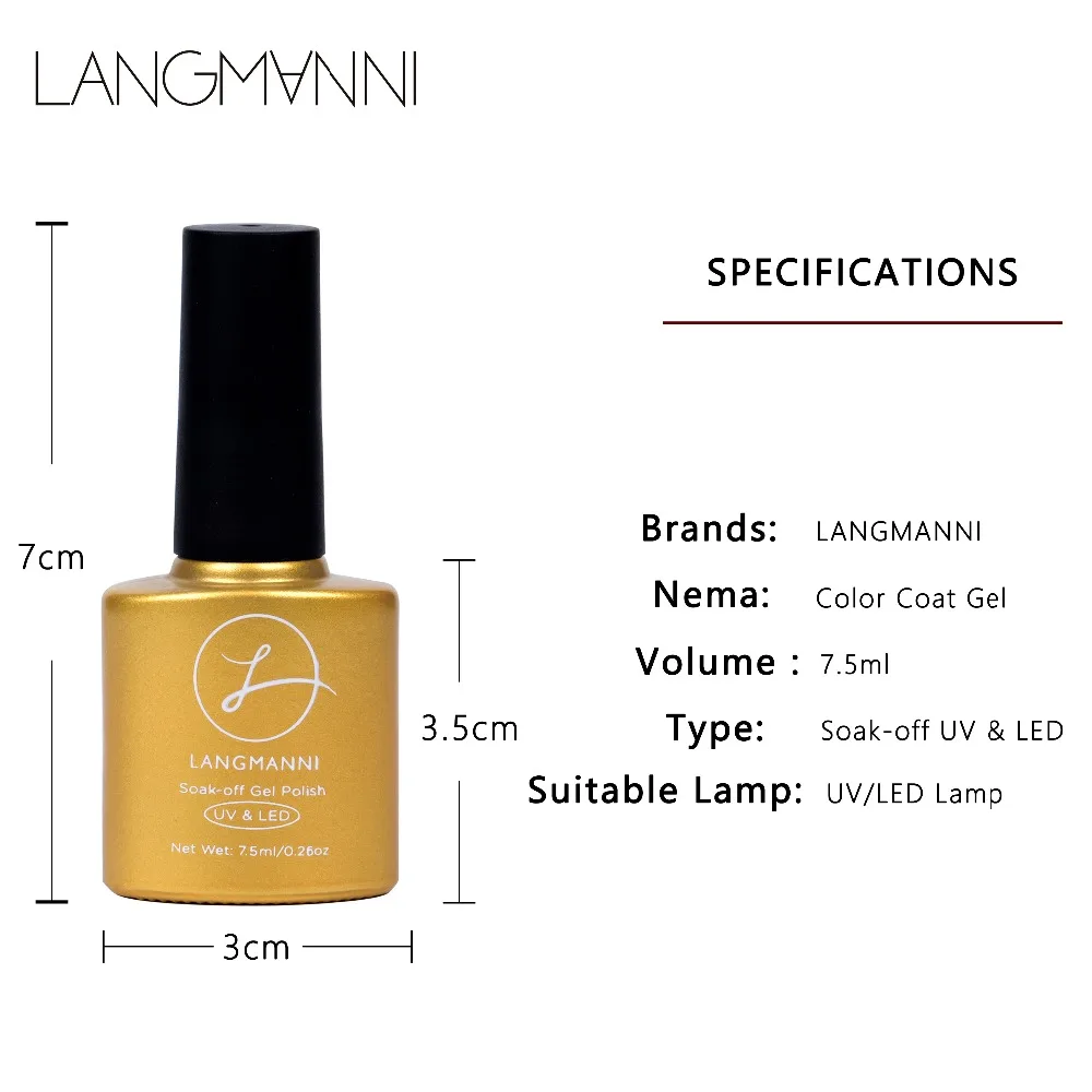 Гель лак для ногтей Langmanni телесного цвета 69 цветов СВЕТОДИОДНЫЙ УФ верхнее
