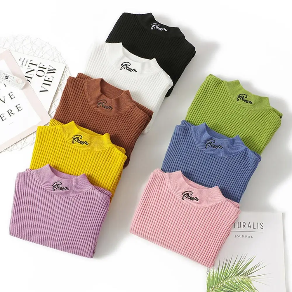 Basic Women Sweater Pullover Autumn Winter Long Sleeve Letter Pullovers Bottoming Tops Female Knitted Jumper Shirt Lady Clothes | Женская