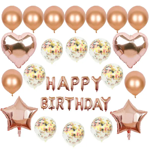 

Happy Birthday Foil Balloons 23 Pcs Balloon Set for Valentine's Day Propose Wedding Decorations Party Supplies Home Decoration