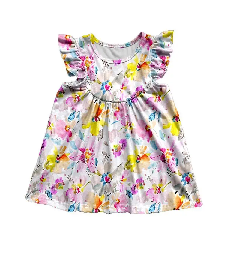 

2020 New Summer Children Girls Dress Kids Cotton Clothes Baby Print Pattern Girls Dress Round Neck Children Boutique Dresses