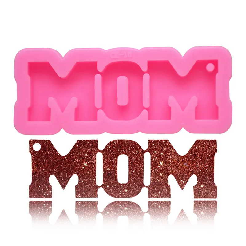 

HMZCN Bright MOM Keychain Silicone Molds DIY Necklace Jewelry Shiny Epoxy Resin Mold Customized Wholesale Clay Resin Mold