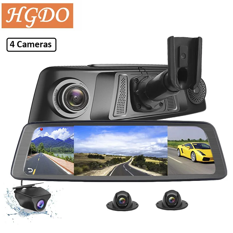 

2020 HGDO 10" 4G Car DVR 2+32GB 4 Channel Rear View Mirror Camera Video Recorder ADAS GPS Auto Registrar Radar DetectionDash Cam