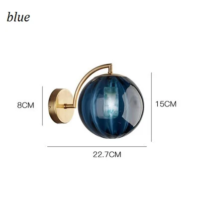 Blue LukLoy постсовременная стеклянная настенная лампа светодиодный светильник настенный светильник для спальни прикроватный светильник стеклянный внутренний скандинавский Настенный Бра Гостиная - Цвет абажура: Blue