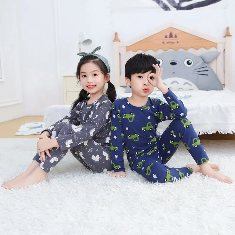 Одежда для маленьких мальчиков комплекты сна хлопковая футболка + штаны пижама с