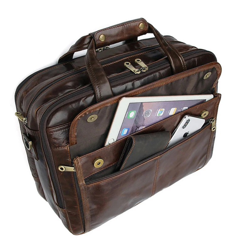 Мужской портфель из 100% натуральной кожи деловой в античном стиле чехол для