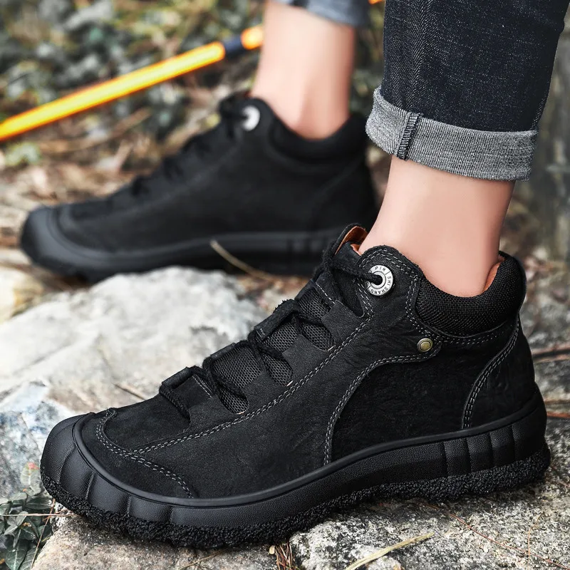 YITU/зимняя мужская кожаная походная обувь дышащая Треккинговая для альпинизма