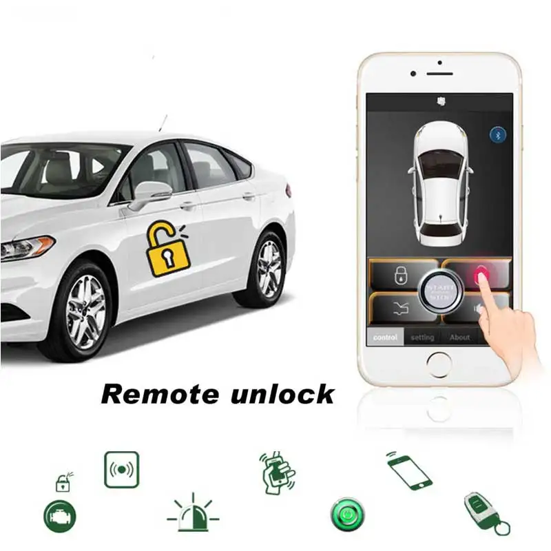 Mobile Phone Remote Start Car Keyless Entry System PKE Alarm Auto Auto-Aignaling Central Locking Stop Button | Автомобили и