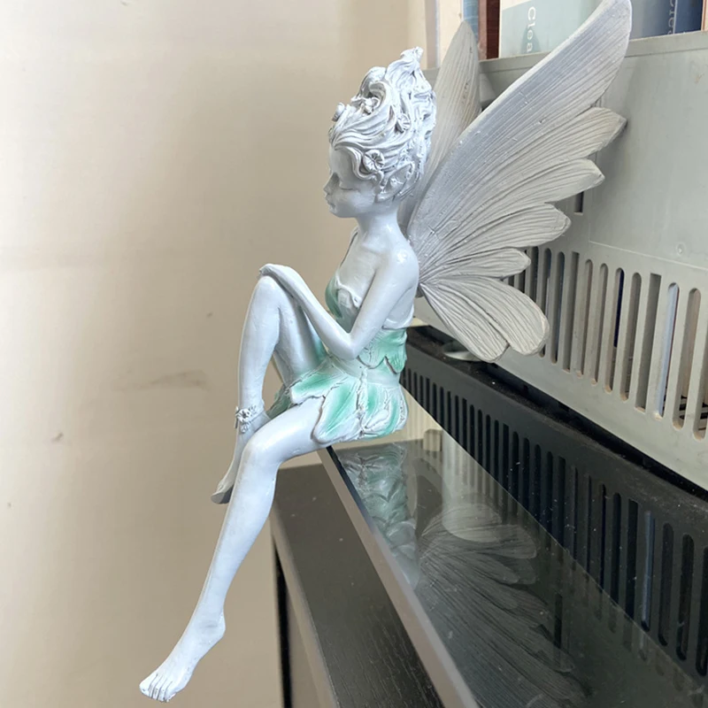 

Tudor And Turek Sitting Fairy Statue Garden Ornament Resin Craft for Garden Yard