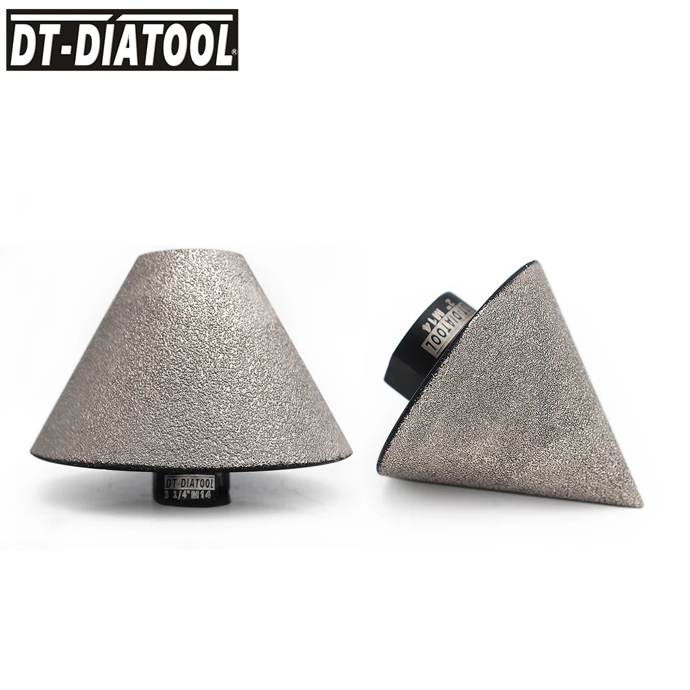 DT-DIATOOL 2pcs Dia 50/82mm Diamond Chamfer Finger Milling Bits for Porcelain Tile Stone Countertop M14 Thread 60 Degrees