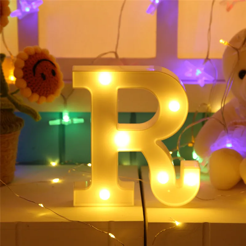 R 3D 26 букв Алфавит светодиодный свет Marquee знак настенная лампа в помещение подвесной светильник для свадьбы День рождения вечеринки день Святого Валентина декоры светящиеся буквы буквы - Цвет: R
