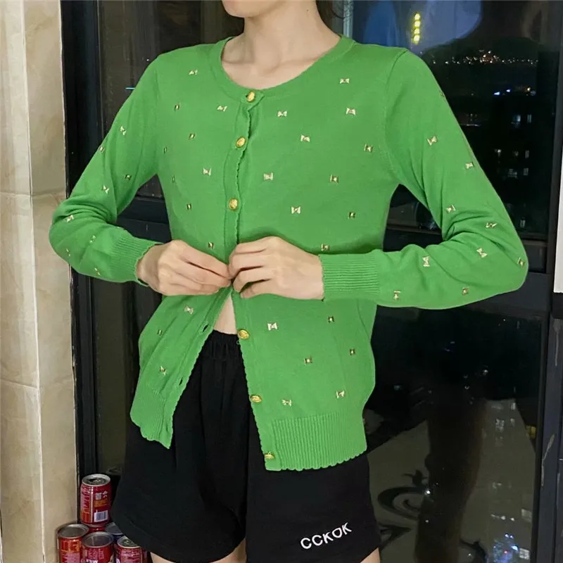 

TMODA199 2020 Autumn Women Cardigans Sweater Long Sleeve Single Breasted Knitted Embroidery Female Casual Street Sweaters Coats