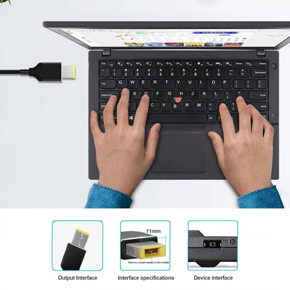 Тонкий квадратный USB-кабель 100 Вт сетевой шнур зарядного устройства Type-C PD для