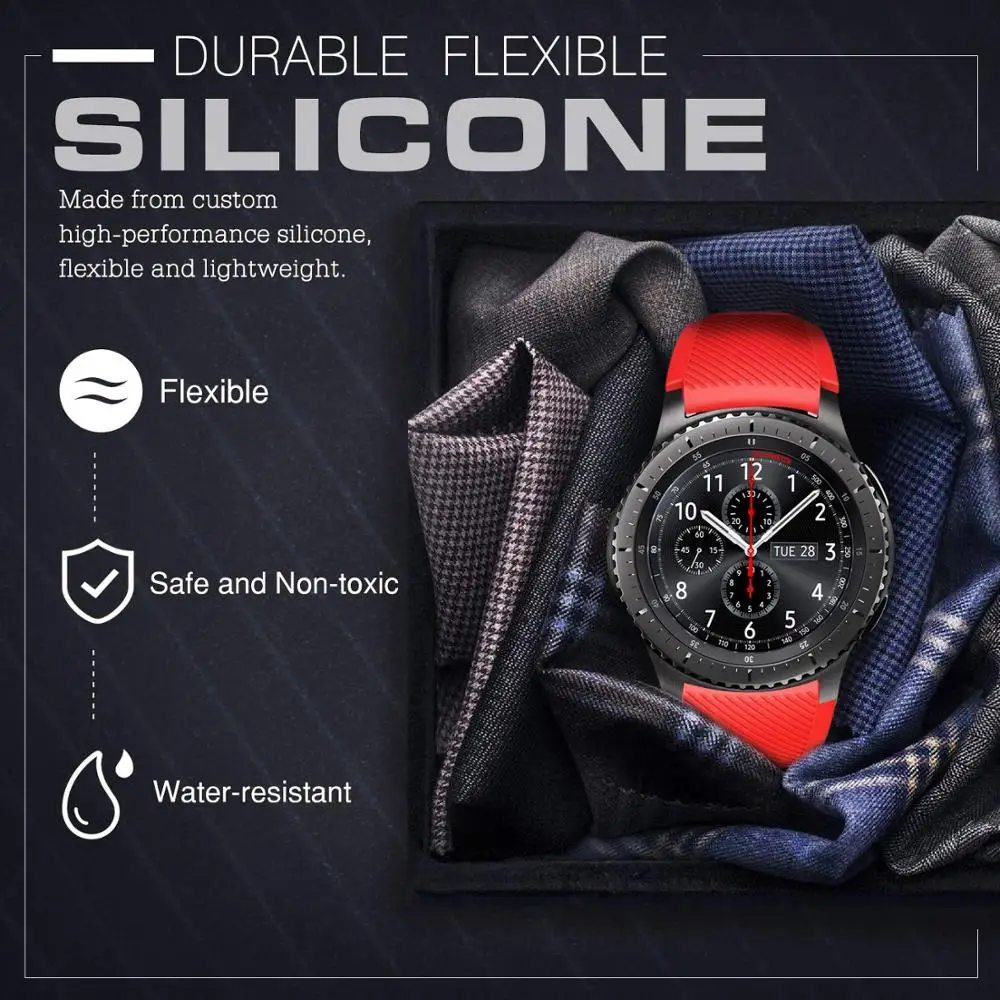 20mm 22mm Band for Samsung Galaxy Watch 3/46mm/42mm/active 2 Gear s3 Frontier/S2 silicone bracelet Huawei GT/2/2e/GT2 Pro strap