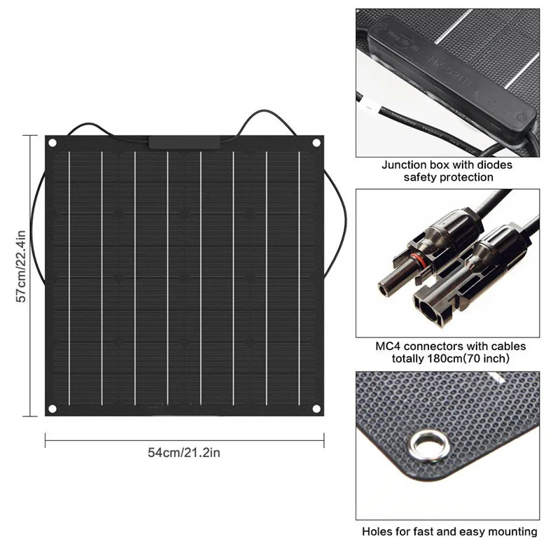 12V 50W etfe гибкие солнечные панели монокристаллические солнечные батареи для автомобиля по низкой цене