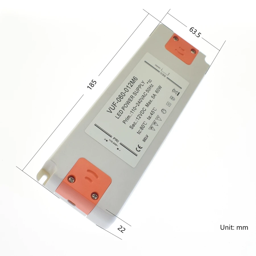 12V 60W Светодиодный трансформатор, 6 Вт, 12 Вт, 15 Вт, 30 Вт, 40 Вт, 60 Вт, AC 110-240 В, выход 12 В, адаптер питания, Светодиодная лента, светильник, источник питания для лампы - Цвет: 12V 60W