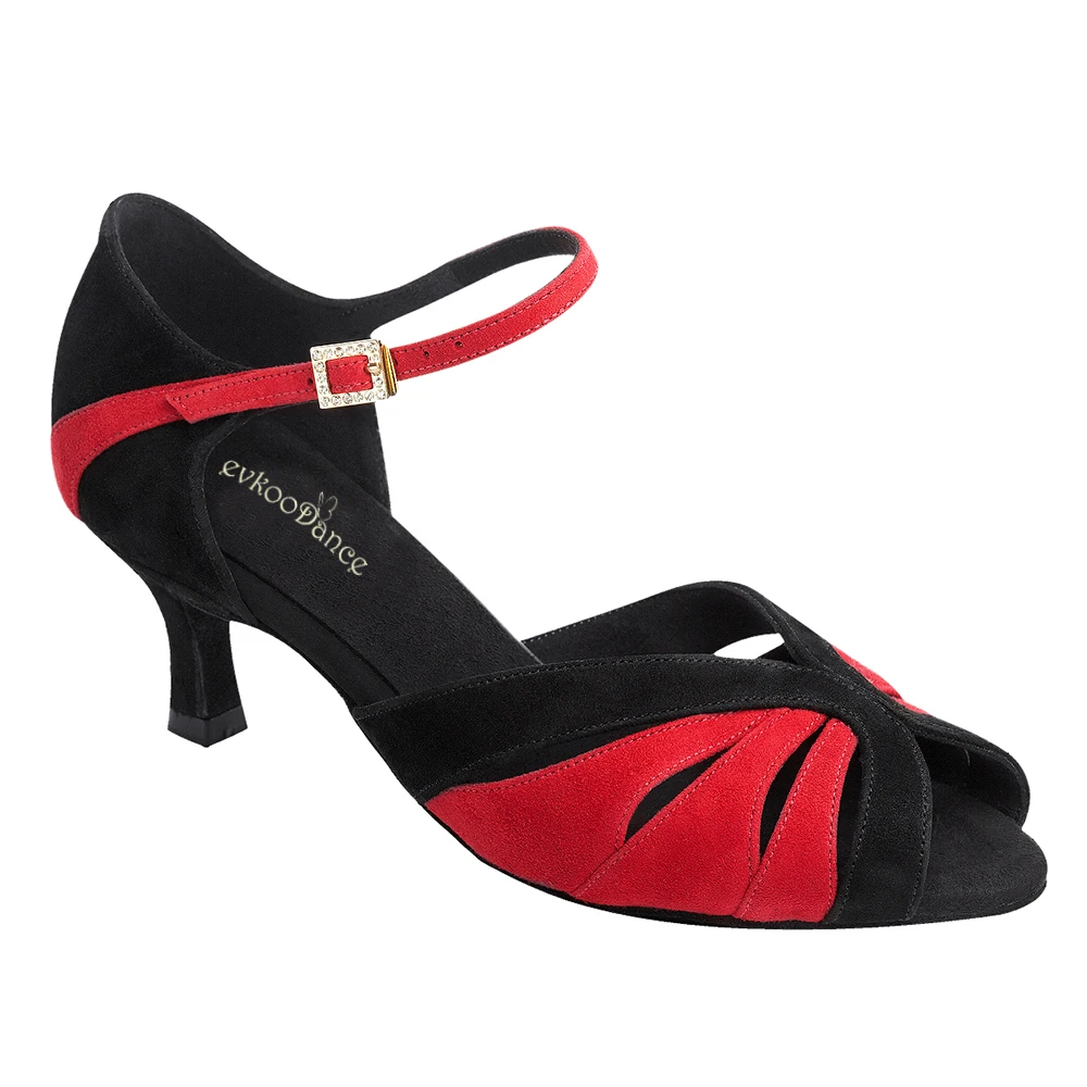 

Туфли женские замшевые с открытым носком, профессиональные туфли для латиноамериканских танцев, красные, черные, для каблука высотой 6 см, р...