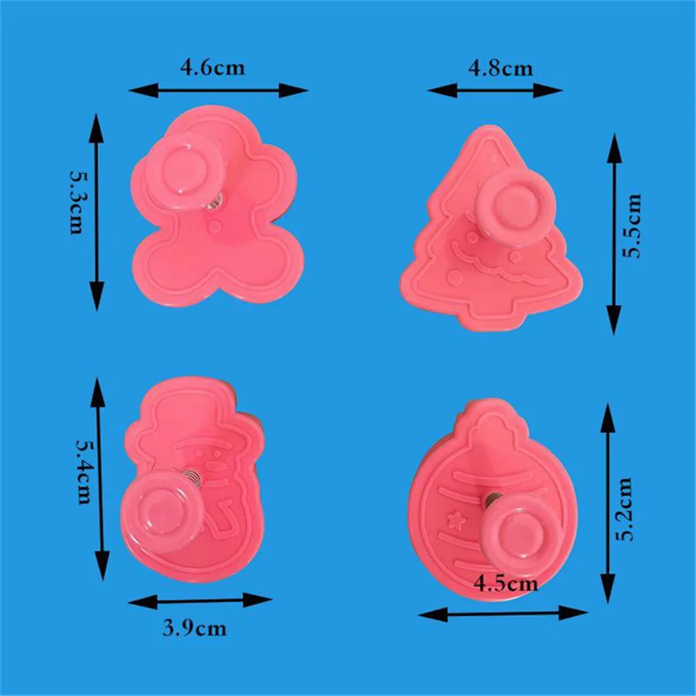 

4 Pcs/Set DIY Cartoon Biscuit Mould Cookie Cutter 3D Christmas Biscuits Mold Plastic Baking Mould Cookie Decorating Tools