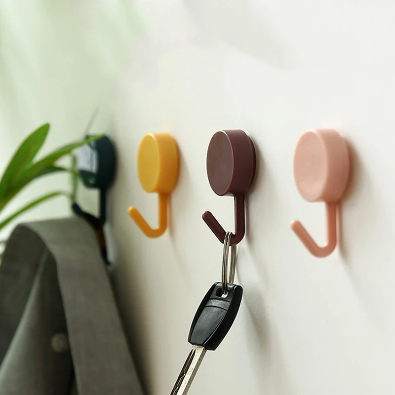 

10pcs Solid Color Free Punching Door No Trace Nail Clothes Mounted Wall Hooks
