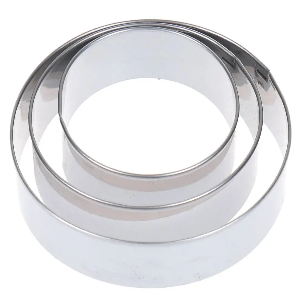 3pcs Stainless Steel Round Circle Biscuit Mold Bakeware Fondant Cake DIY Sugar craft 3D Pastry Cookie Cutters Baking Tools | Дом и сад