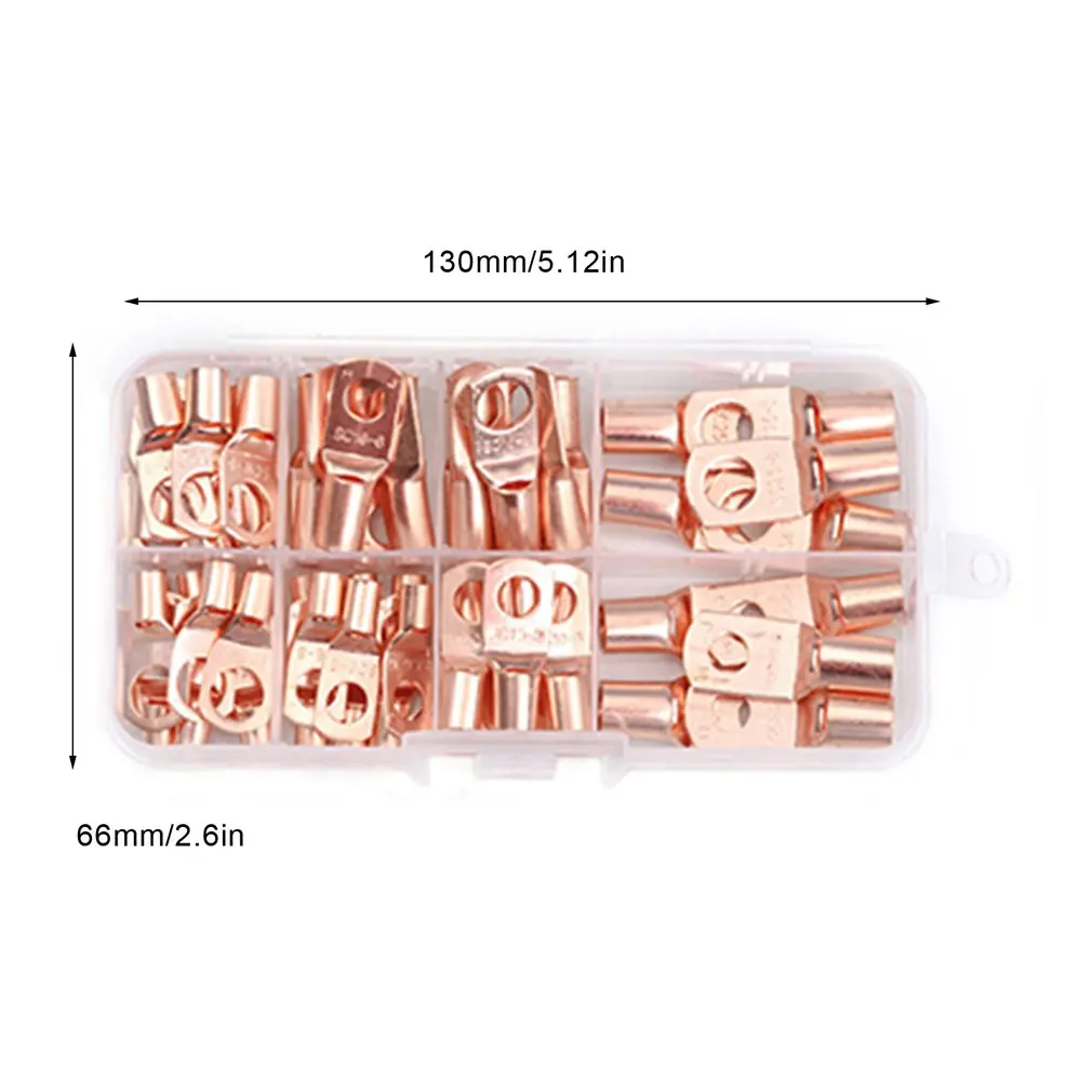 

60 Pcs SC Bare Terminals lug Tinned Copper Tube Lug Ring Battery Wire Connectors Bare Cable Crimped Soldered