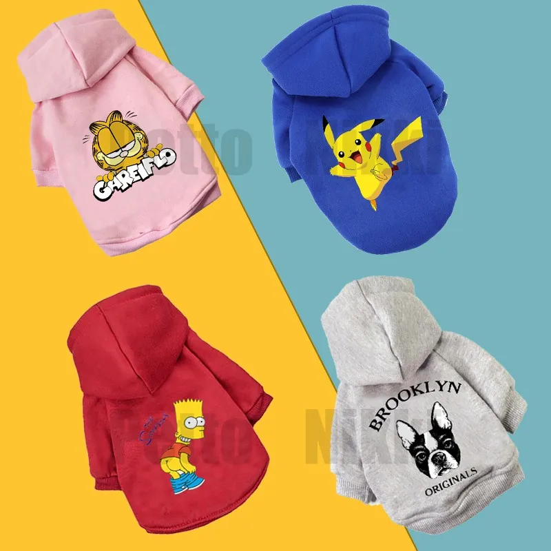 2020 Одежда для собак с мультяшным принтом зимняя теплая Модная толстовка одежда