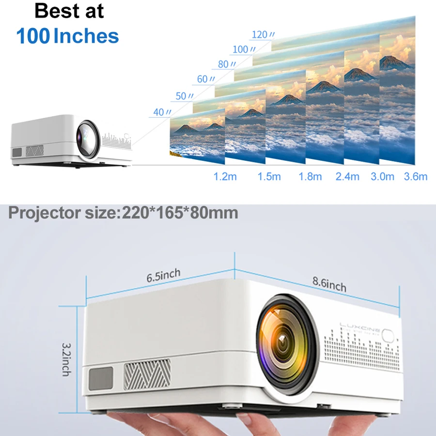 Проектор WZATCO HQ2 4k 3000 лм HD 720P 150 дюйма портативный мини 3D ЖК дисплей Android 9 0 Wi Fi