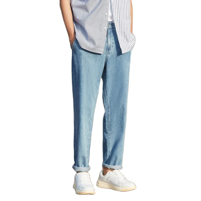 Свободные мужские джинсы Новинка лета 2020 Модные дышащие с капюшоном