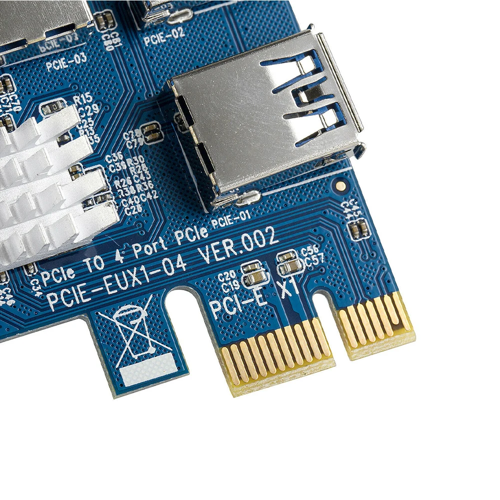 

PCI-E PCI-Express 1x to 16x Adapter Metal Plastic 1 to 4 USB 3.0 Mining Riser with IC Heatsink for BTC Miner Accessories