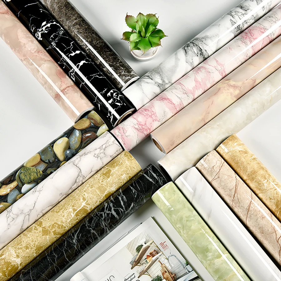 

1M/2M Modern Living Room Furniture Desktop Waterproof Marble Wallpaper Vinyl Self Adhesive Contact Paper Solid Color Home Decor