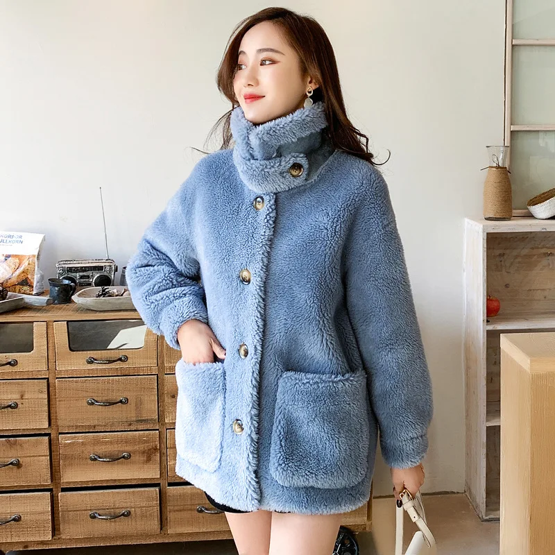 Womens Winter Fur Coat Grain Wool Sheep Shearing Jacket  All-In-One Lamb Hair Short Warm Elegant FashionOutdoors Dating Top