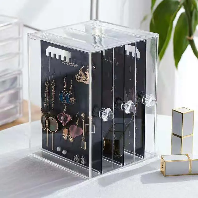 Высококачественный пластиковый ящик для хранения серег портативный прозрачная