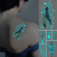 glowing feather tattoos wings butterfly mermaid waterproof temporary tattoo stickers women men hand neck body art luminous tatto
