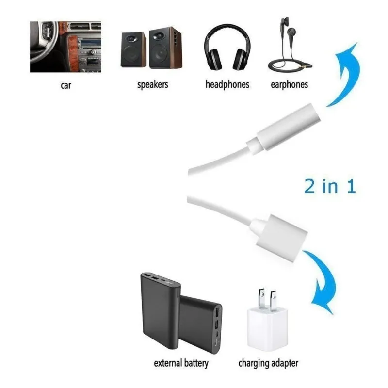 Адаптер для зарядного устройства наушников Lighting на 3 5 мм iPhone 12 Mini 11 Pro Max SE XS XR X 8 +