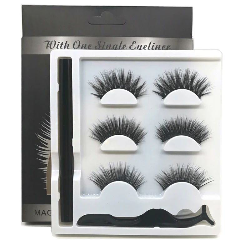 Новые 3 пары натуральных/толстых накладных ресниц с самоклеющейся жидкостью