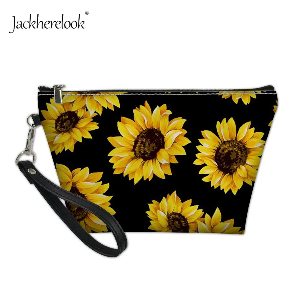 

Jackherelook, желтая косметичка с принтом подсолнуха, Цветочный дорожный клатч, сумка для туалетных принадлежностей, мини-сумка для хранения моне...