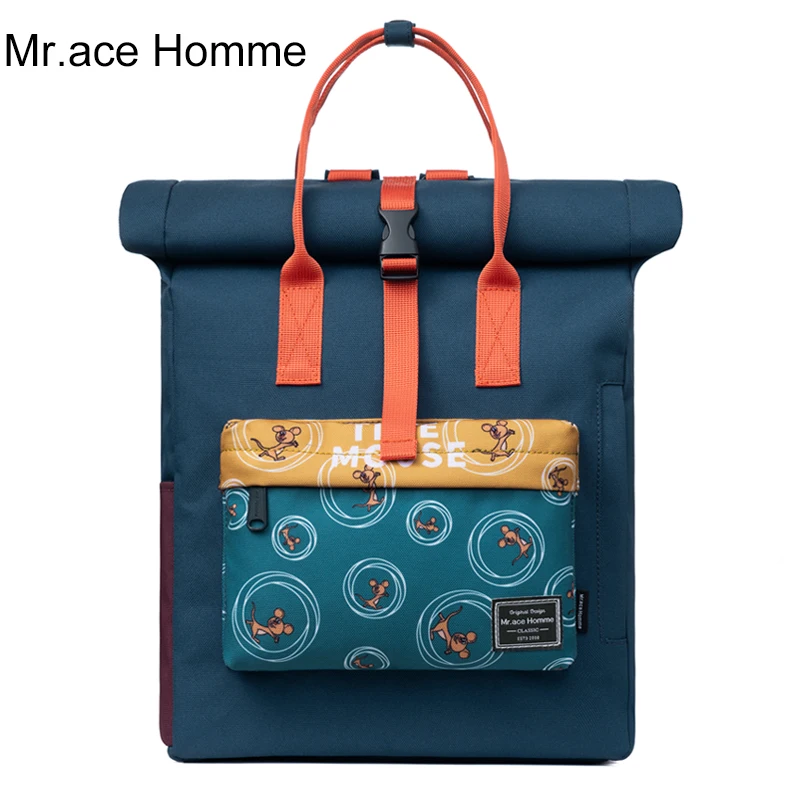 Mrace Homme синий рюкзак с принтом мыши для женщин школьная сумка девочек из