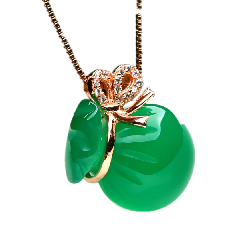 Натуральный зеленый нефритовый Агат подвеска в виде сумки ожерелье из серебра 925