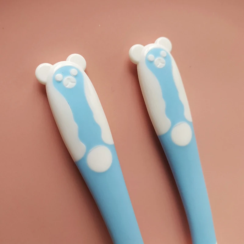 2 Pcs/Set Cute Cartoon Food Grade PP Baby Spoon Tableware Bendable Baby Utensil Spoon Fork Feeding Dishware Set