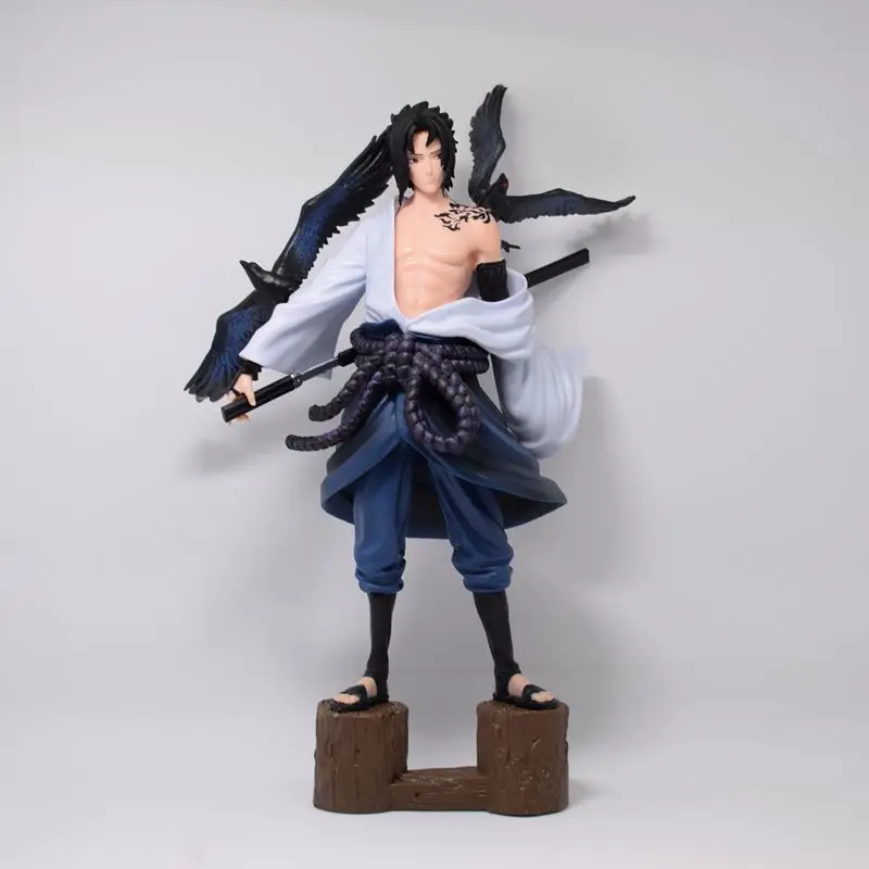 Naruto Uchiha Sasuke Anime Figures Crow 27cm Shippuden Model PVC Toys Christmas Gift Action Figma Decor Collection Doll Juguetes