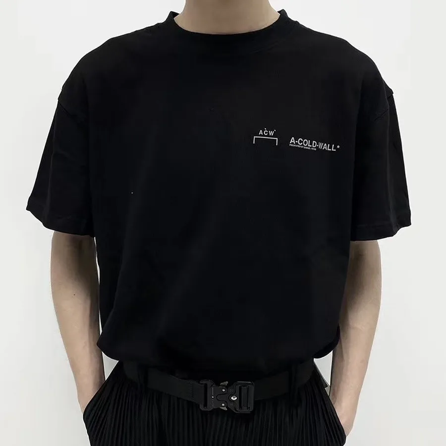 

T-Shirt A-COLD-WALL Khaki Men Women Basic 100% Cotton ACW Tops Tees Thick Basic T-Shirt Men