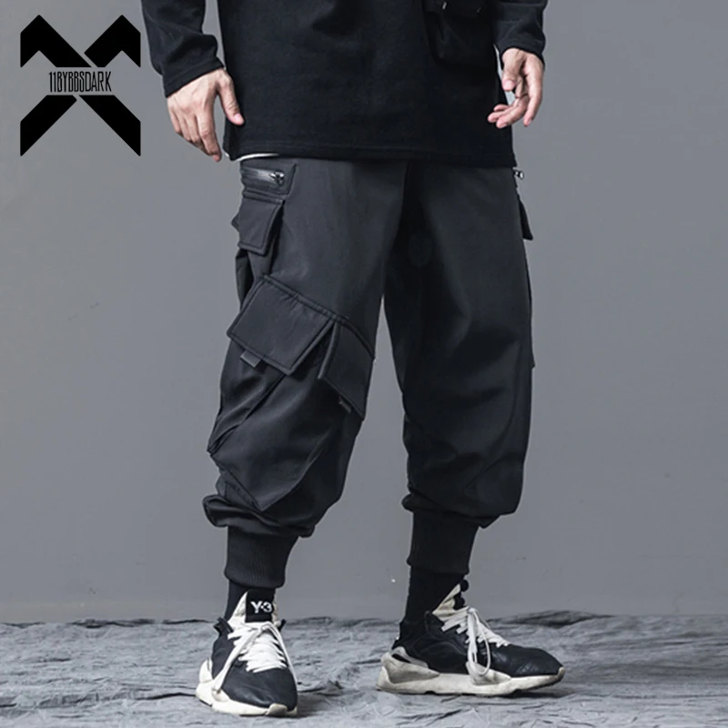 

11 BYBB'S DARK Hip Hop Winter Fleece Harem Pants Men Streetwear Joggers High Street Pockets Male Streetwear Black Harajuku WB029