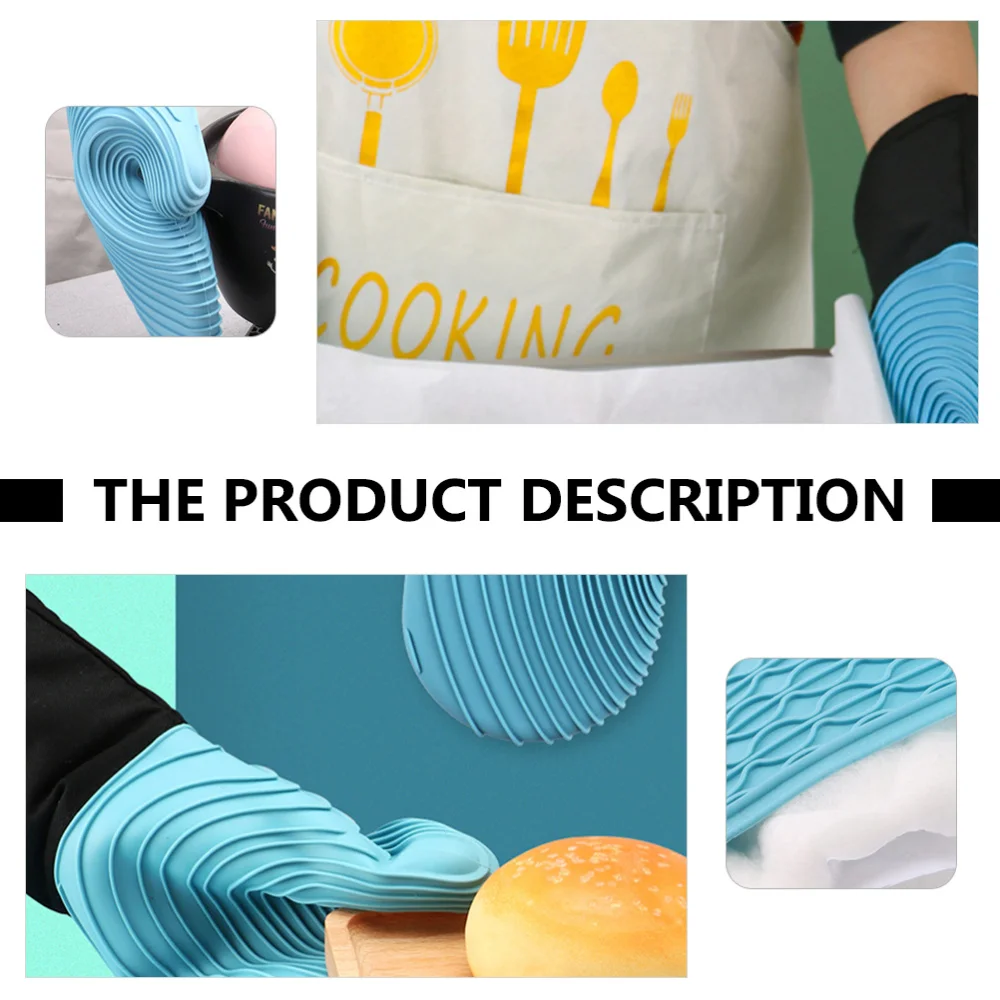 

1 Set 2pcs Kitchen Silicone Heat Resistant Oven Microwave Oven Mitts