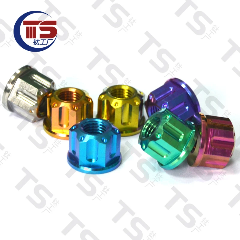 TS 6 шт. титановая гайка M6 M8 M10 M12 x 1 25 5 шаг Фланцевая шестигранные болты для