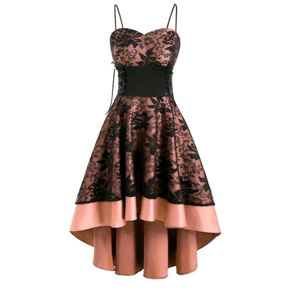 

Summer Women Dress Slashes Draw String Spaghetti Strap Backless Casual Office Ladies Work Dresses Retro Elegance Vestidos