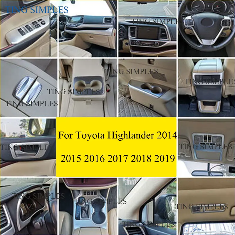 

Senzeal Highlander внутреннее украшение ABS хром все интерьерные Автомобили DIY комплект для Toyota Highlander 2014 2015 2016 2017 2018