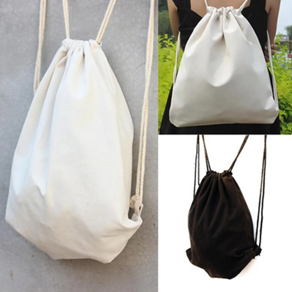 Женские холщовые сумки рюкзаки сумка на шнурке для подростков школьный портфель