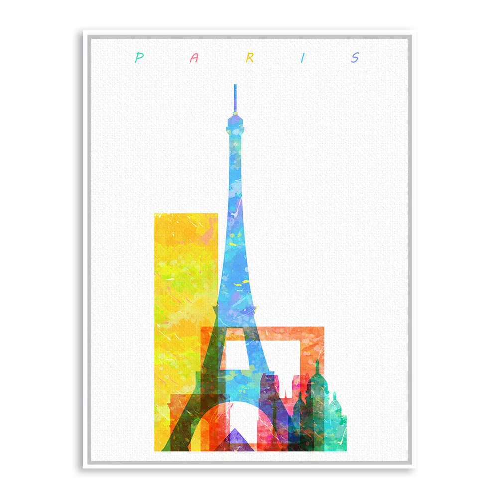 Акварельный печатный плакат горячий город Париж Лондон Нью-Йорк Искусство